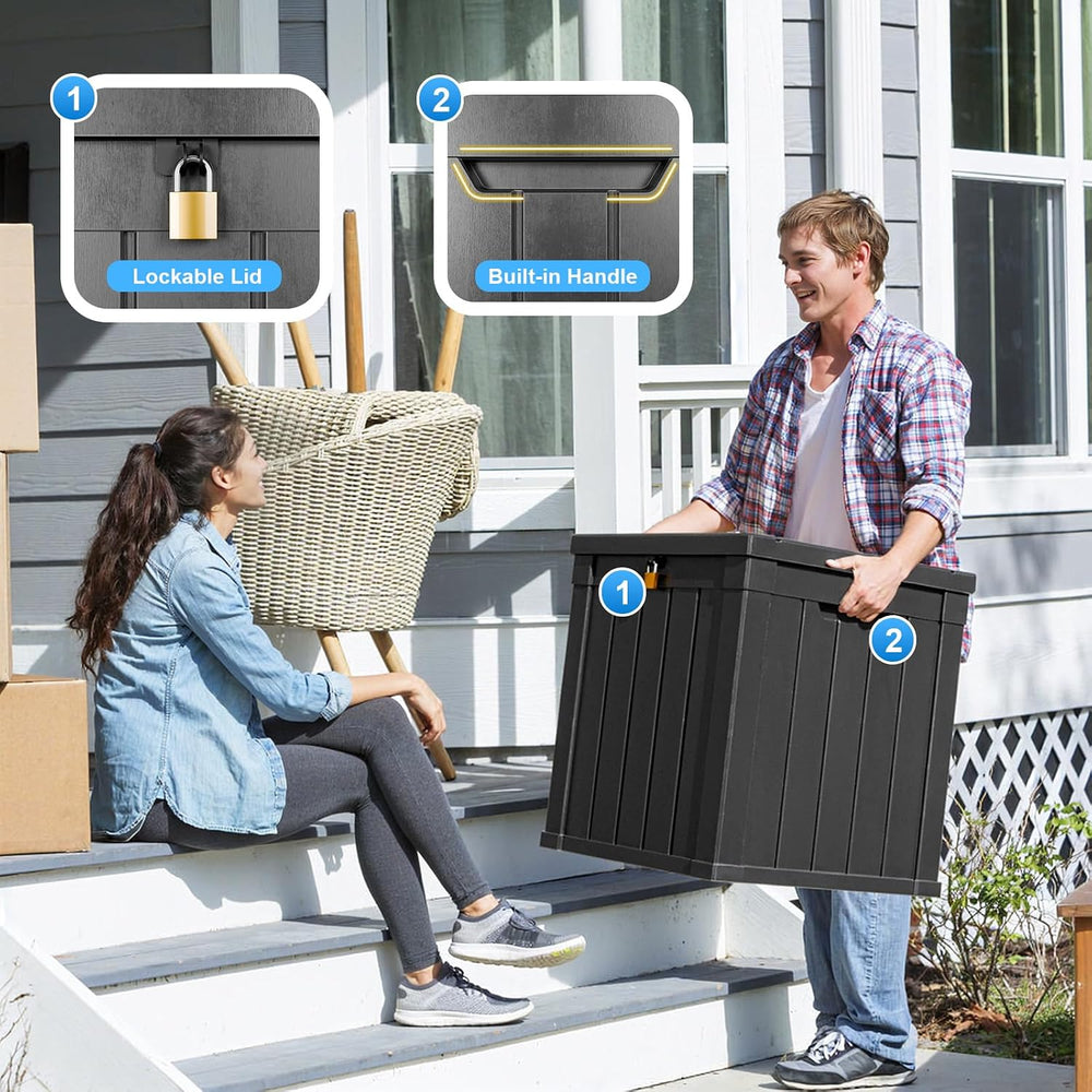PatioZen 50 Gallon Outdoor Deck Box,Waterproof Resin Outdoor Storage Boxes, O...