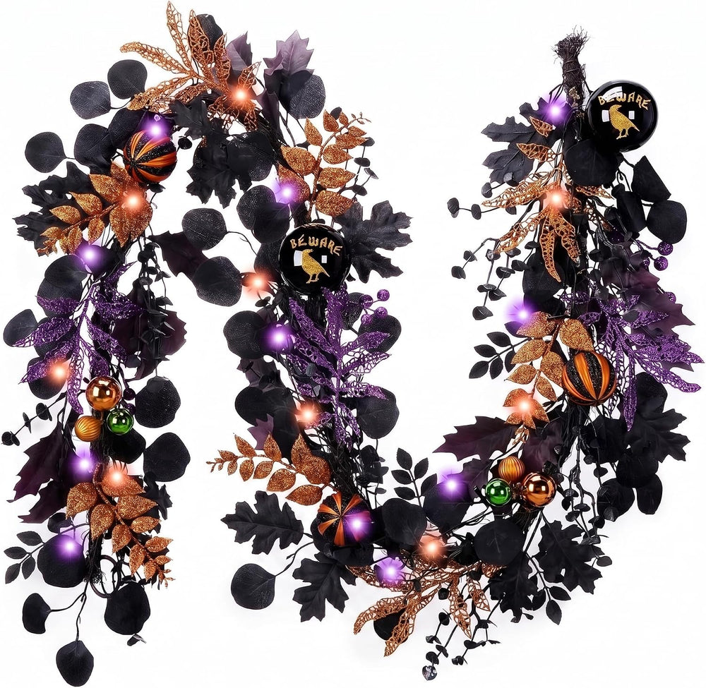 Valery Madelyn 6ft Halloween Garland for Mantel with Lights Party Decor