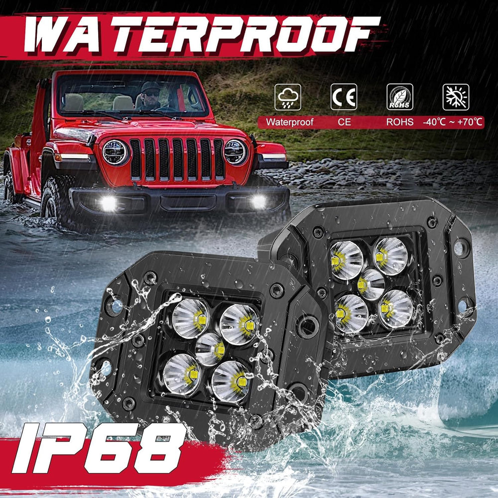 OFFROADTOWN 5 Inch 100W Flush Mount LED Cubes Offroad Reverse Fog Lights