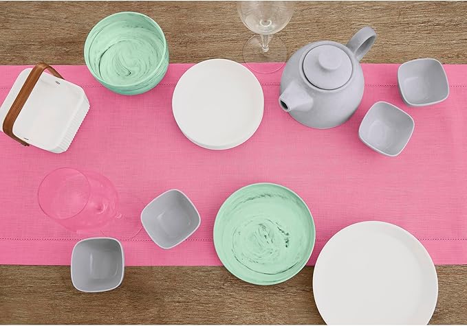 Solino Home Linen Flamingo Pink Table Runner 132 Inches Long - 100% Pure Line...