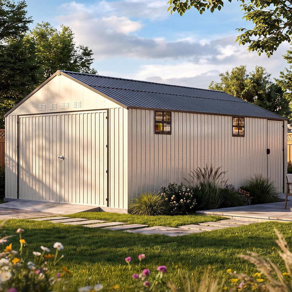 Quictent 14X24X9.4FT Metal Garage Carport Enclosed Car Port with Side Door