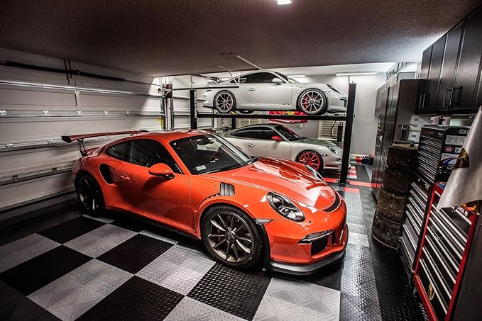 Big Floors RaceDeck Diamond Plate Design, Durable Interlocking Modular Garage...