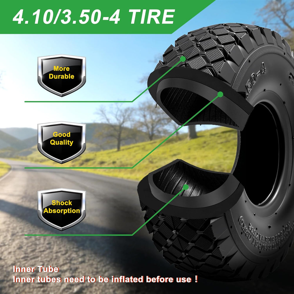 4.10/3.50-4 (4.10-4/410-4) Tire & Inner Tube with Bent Valve Stem - Unive...