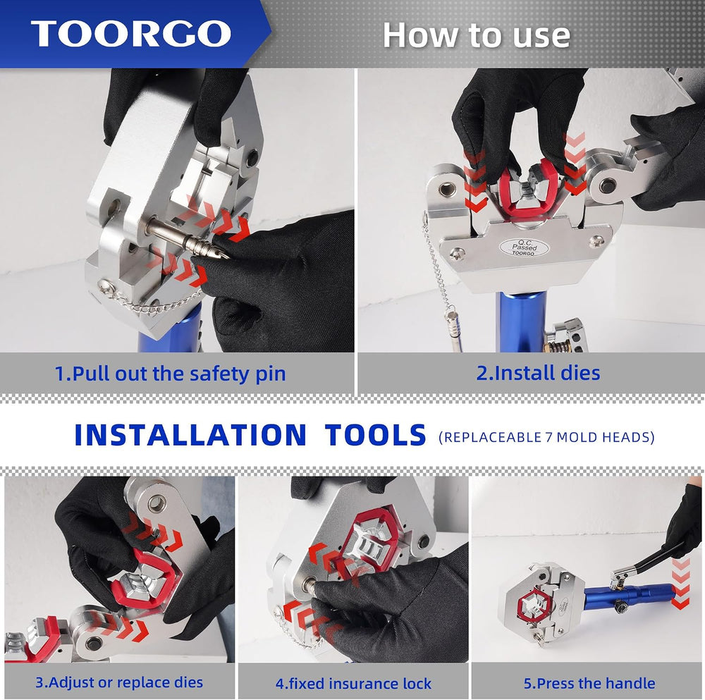 Hydraulic AC Hose Crimper Manual AC Hose Crimper Kit with 7 Dies