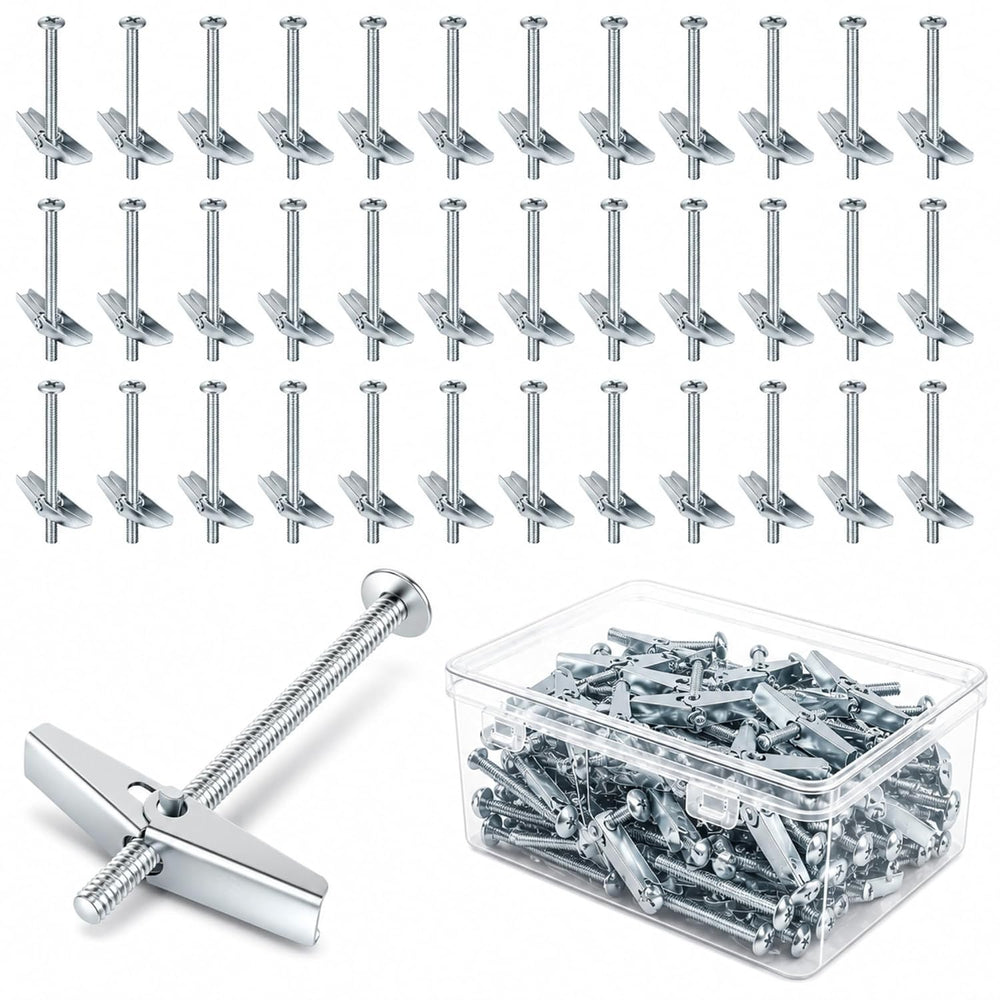 100-Pack 3/16" x 3" Toggle Bolts, Medium-Duty Spring Toggle Anchors...
