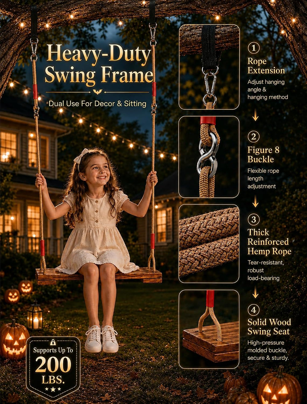 HOPOCO Halloween Swinging Ghost Outdoor Decor, Hanging Ghost with Light