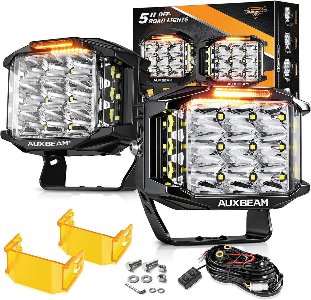 Auxbeam V-MAX Series 5" 168W LED Cube Pod 270° Side Shooter Fog Light Pods