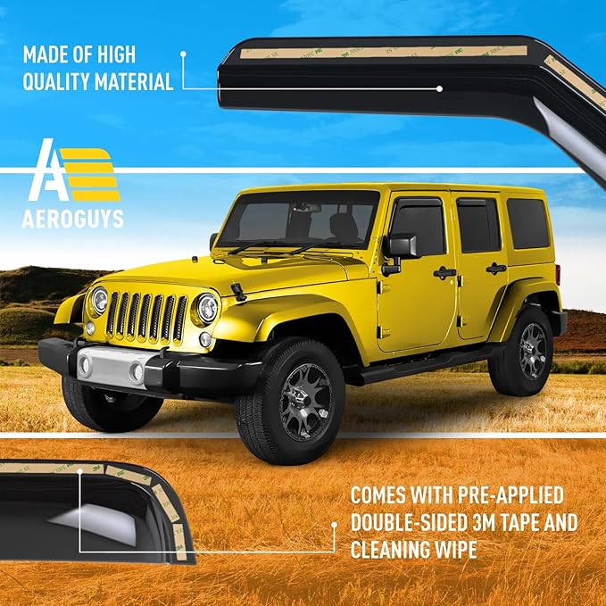 Extra Durable Window Deflectors in-Channel Window Visors Rain Guards Fit (4pcs)