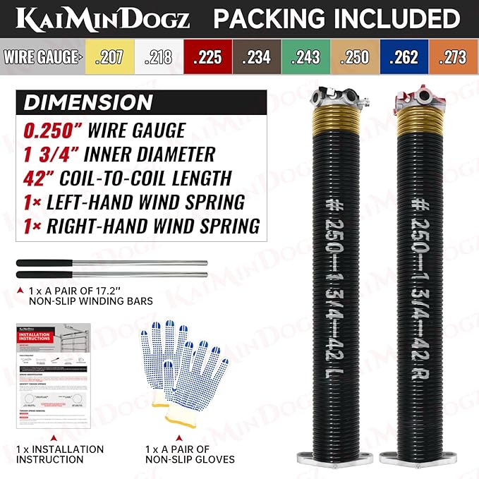 Pair of 1.75" Garage Door Torsion Springs Set