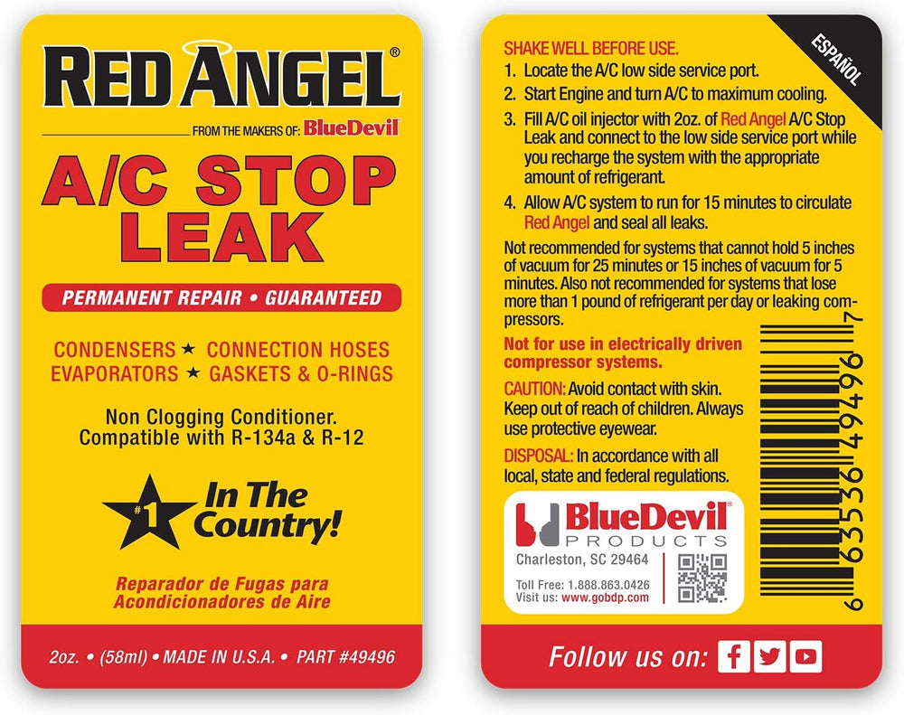 BlueDevil Products Red Angel Automotive A/C Stop Leak & Conditioner | 2 oz.