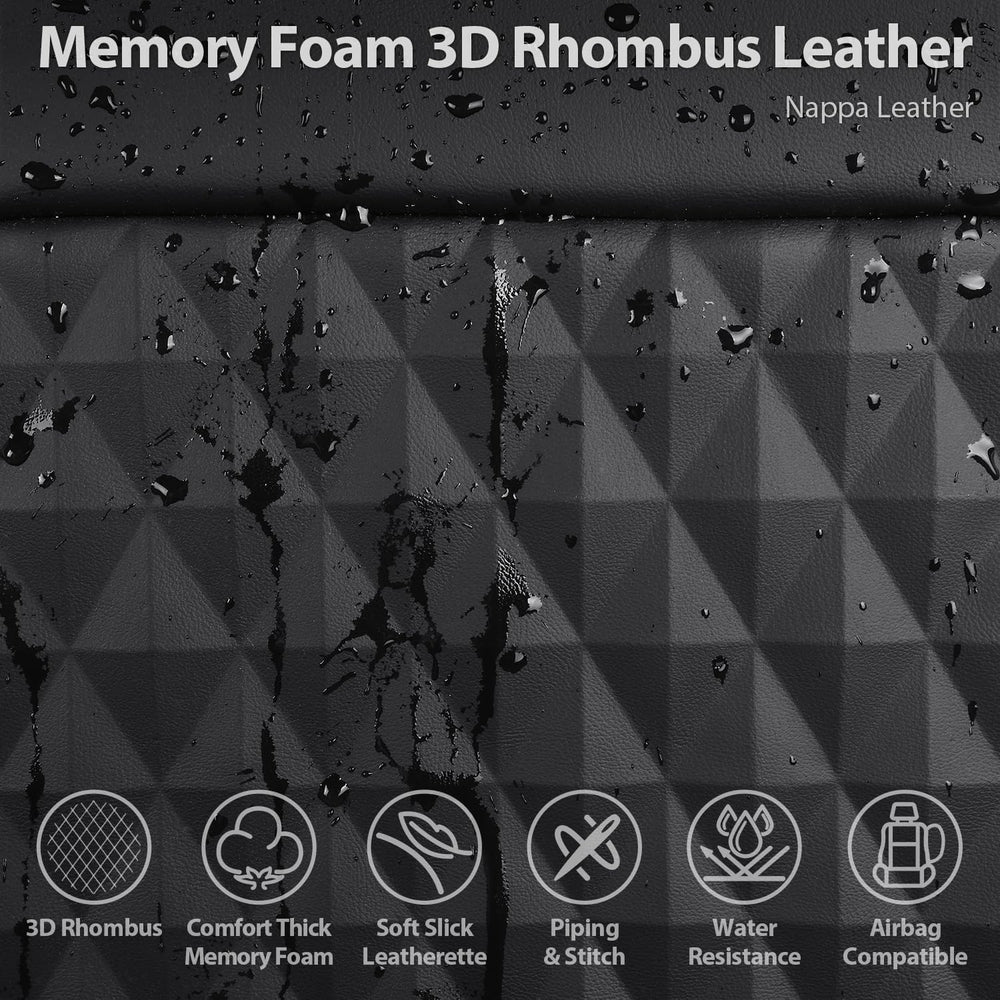 2Pack Front Car Seat Covers Leather Memory Foam Water Proof Seat Protector Un...
