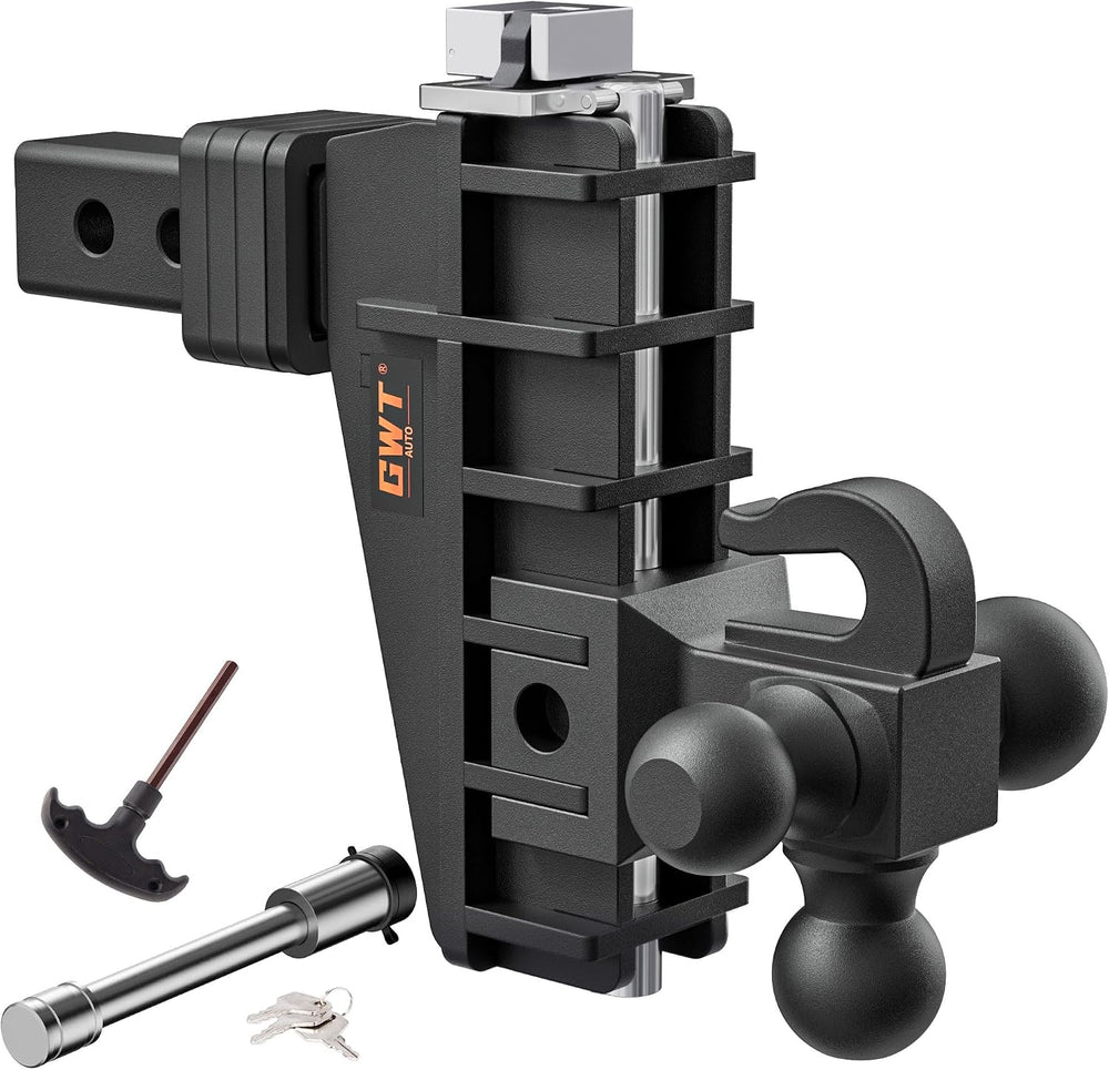 Adjustable Trailer Hitch with Hook, Tri-Ball (1-7/8" x 2" x 2-5/16&...