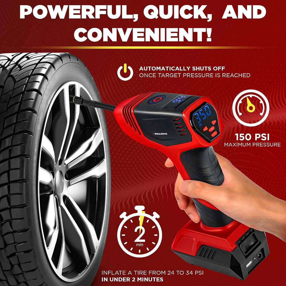 Bullseye Pro Max Deluxe Tire Inflator Portable Air Compressor, Portable Air P...