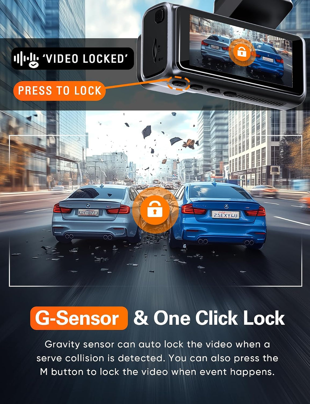 4K+2.5K WiFi Dash Cam Front and Rear, Built-in 5G WiFi, Free 64GB Card, Dash ...