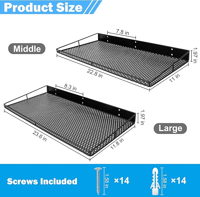 RedCall Heavy-Duty Wall Shelf, 2 Pack Garage Shelf, 23.5" x 12" Lar...