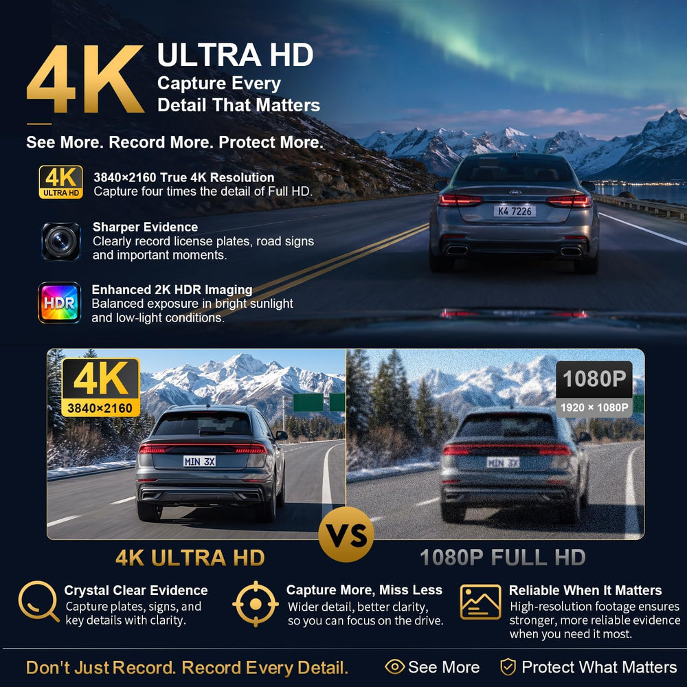 KAWA 4K Tiny Dash Cam, Voice Control & WiFi 6, Loop Mini Camera for Car