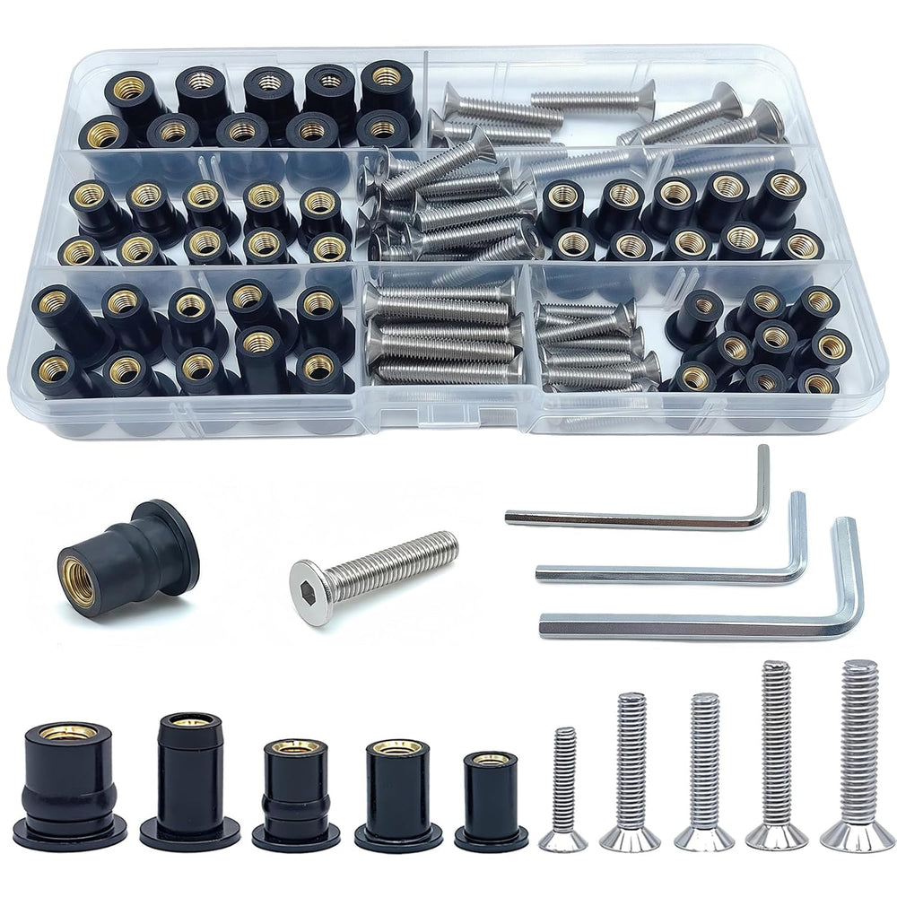 103Pcs M4 M5 M6 Rubber Well Nuts Kit for Kayak with Brass Inserts