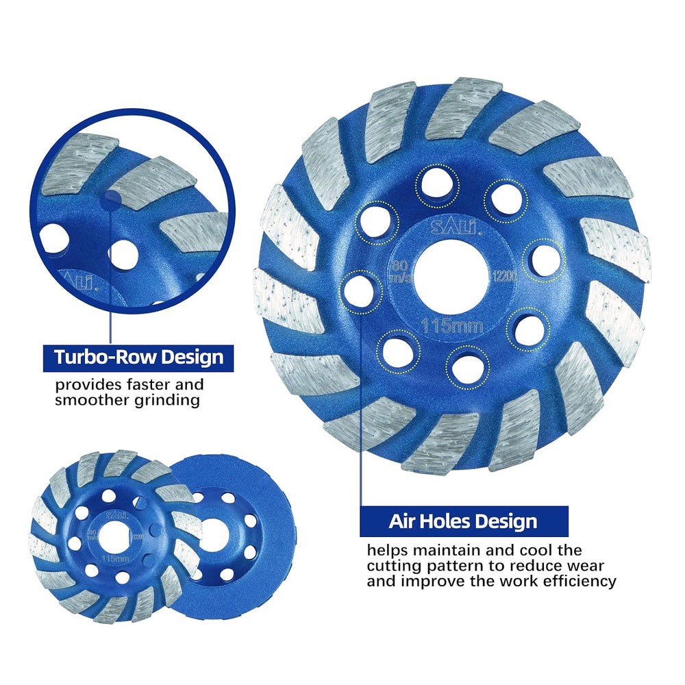 SALI 5pcs Diamond Concrete Grinding Wheel 4 1/2 inch for Polishing and Cleani...