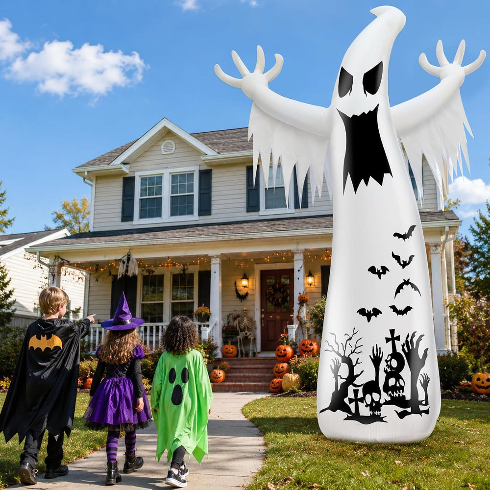 14 Ft Giant Halloween Inflatable Ghost Decorations Outdoor with Flame Light