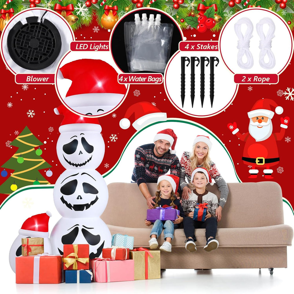 Leyndo 6ft Christmas Inflatable, Skeleton Inflatable with Santa Hat Christmas...