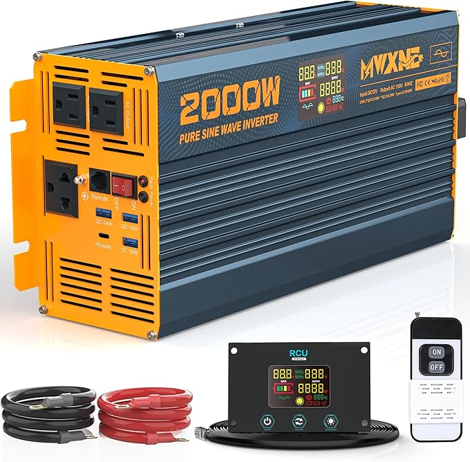 2000W Pure Sine Wave Power Inverter DC 12V to 110V 120V AC
