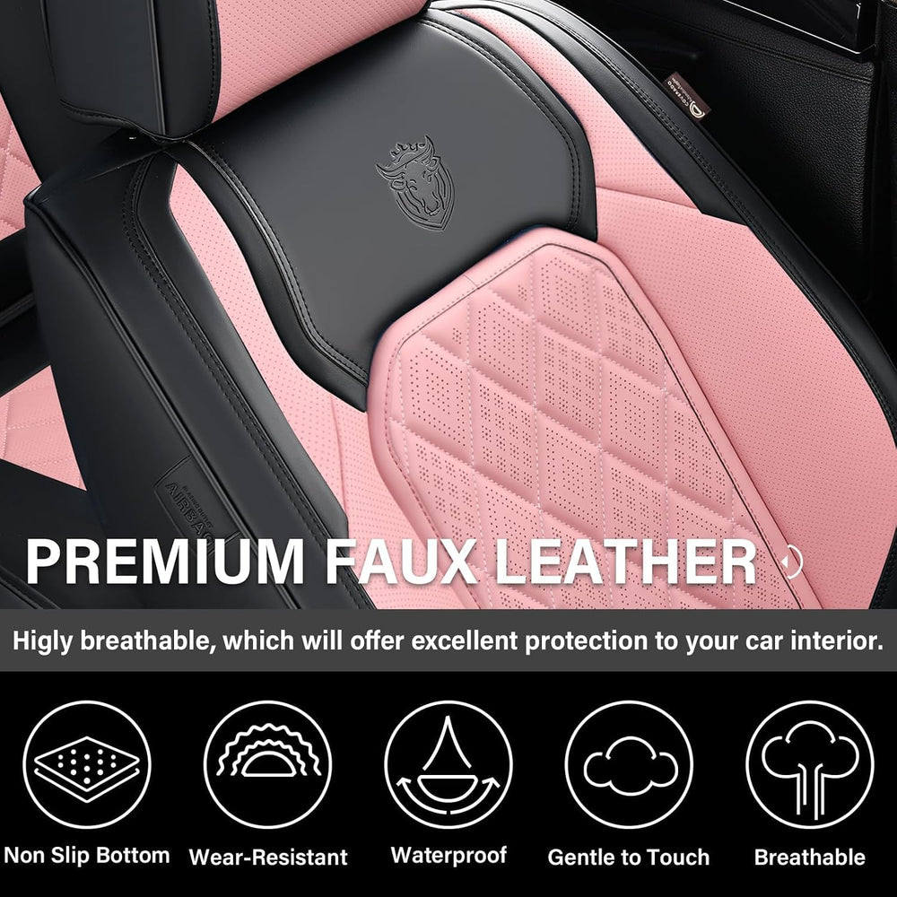 Coverado Leather Seat Covers, Car Seat Covers Full Set, Waterproof Faux Leath...