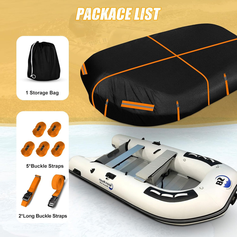 600D Oxford 9.5-10.5FT Inflatable Dinghy Boat Cover, Boat Sun Shade