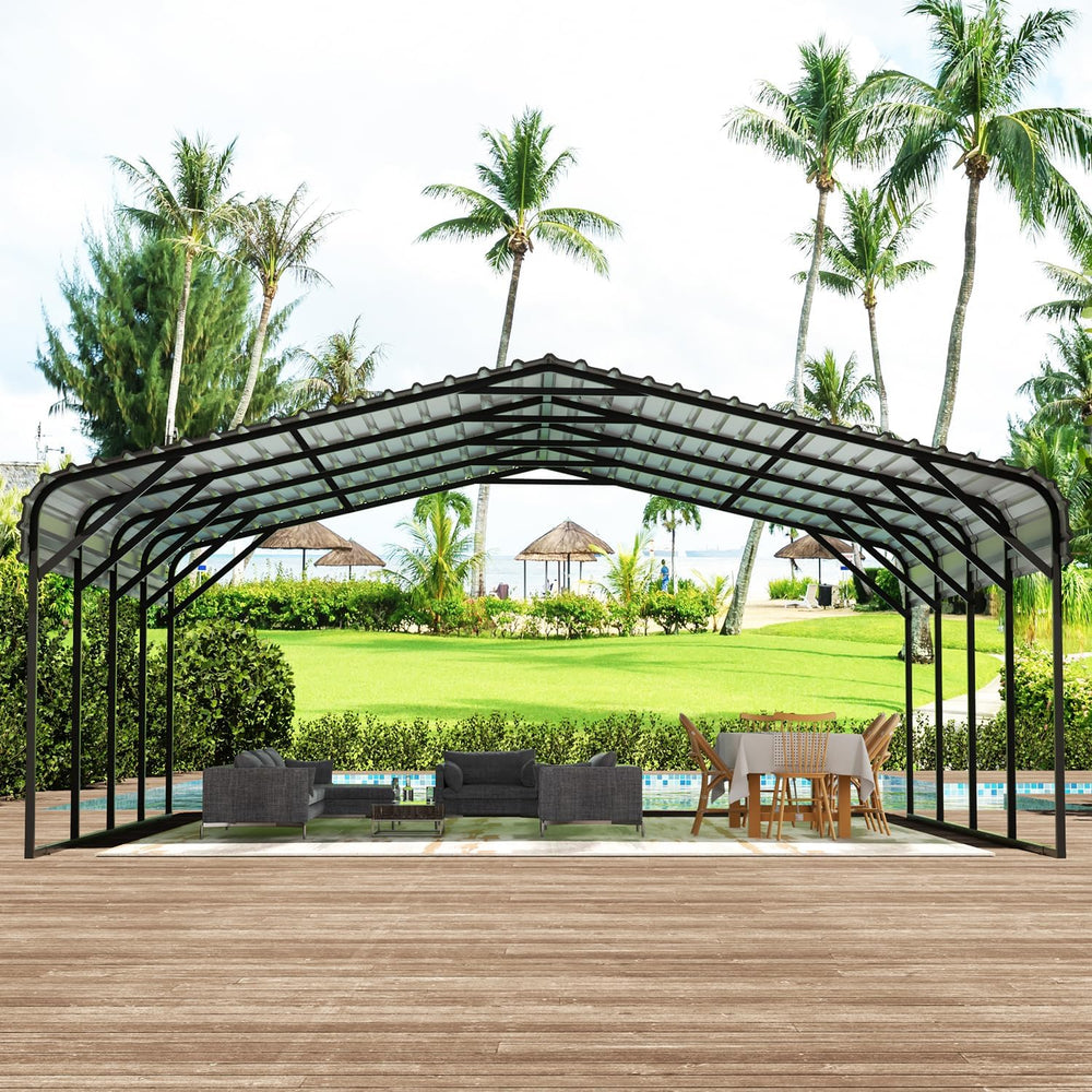 EBE 20' x 20' Metal Carport, Outdoor Heavy Duty Carports Canopy with ...
