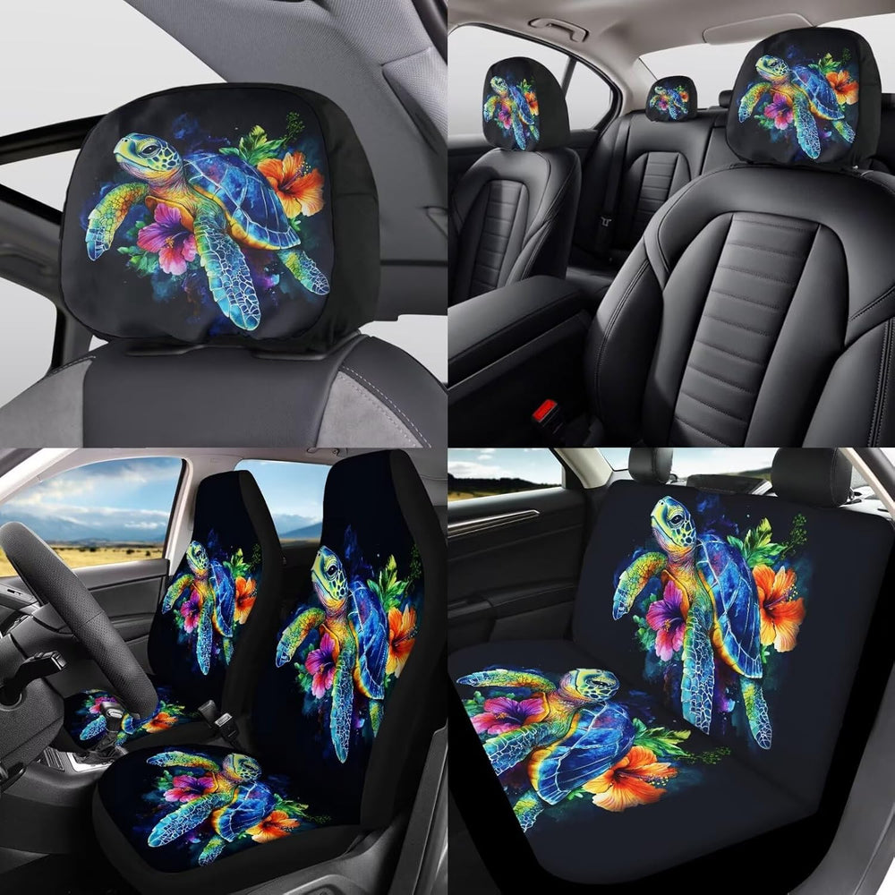 Sea Turtle Print Universal Car Rear Bench Protective 12 Pcs Auto Interior Acc...