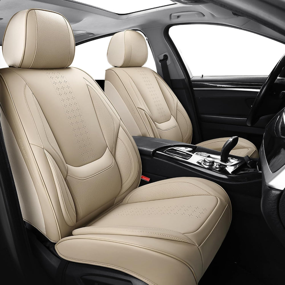 Car Seat Covers Full Set, Beige Leather Seat Covers Fit for Honda Accord 2000...