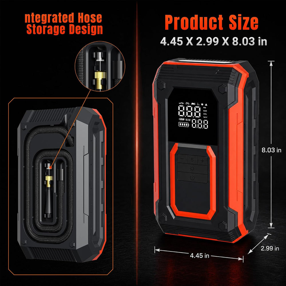 Cordless Tire Inflator Portable Air Compressor with Gauge for Car Tires