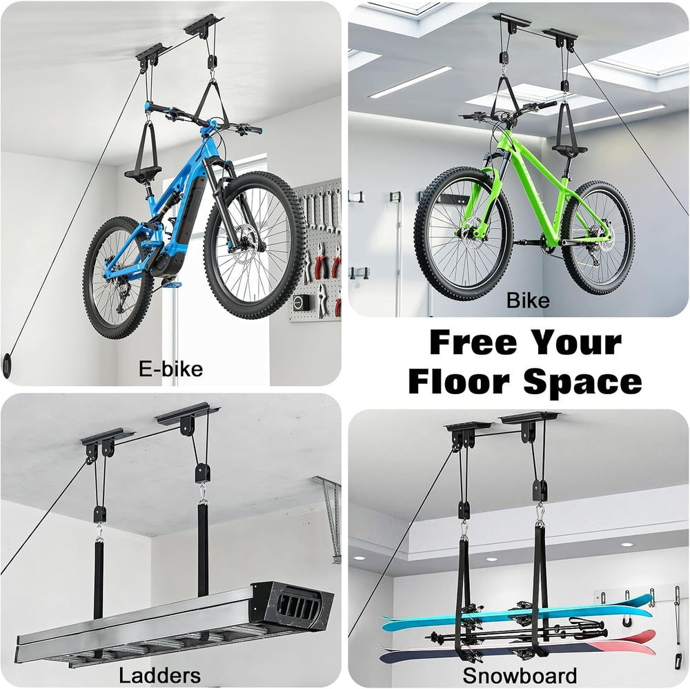 Housolution Bike Hoist, [2 Pack] Overhead Ceiling Storage System with 88Lbs