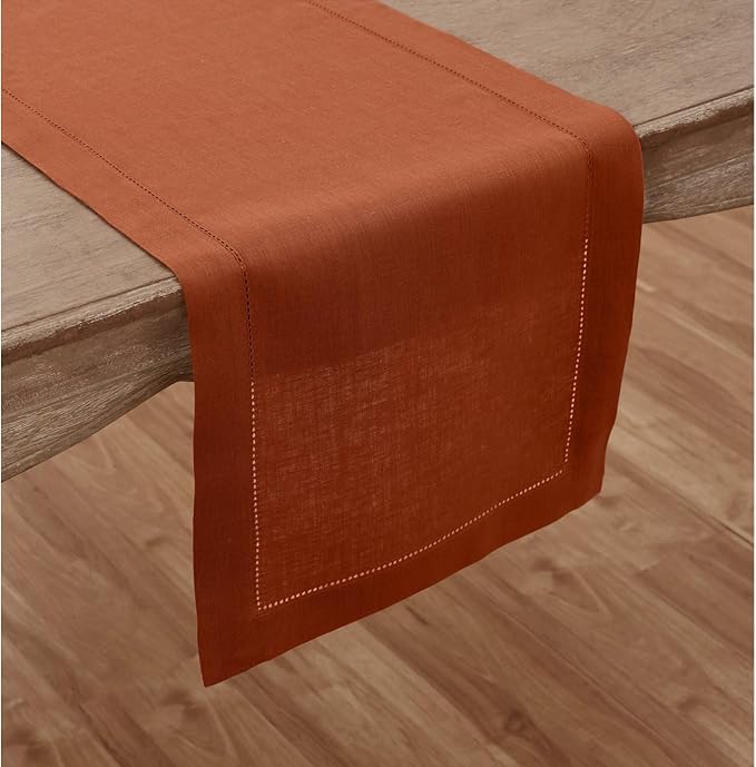 Solino Home Linen Cinnamon Table Runner 156 Inches Long - 100% Pure Linen Ext...
