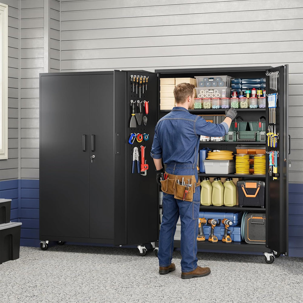 Yizosh Metal Garage Storage Cabinet with Locking Doors and Adjustable Shelves...