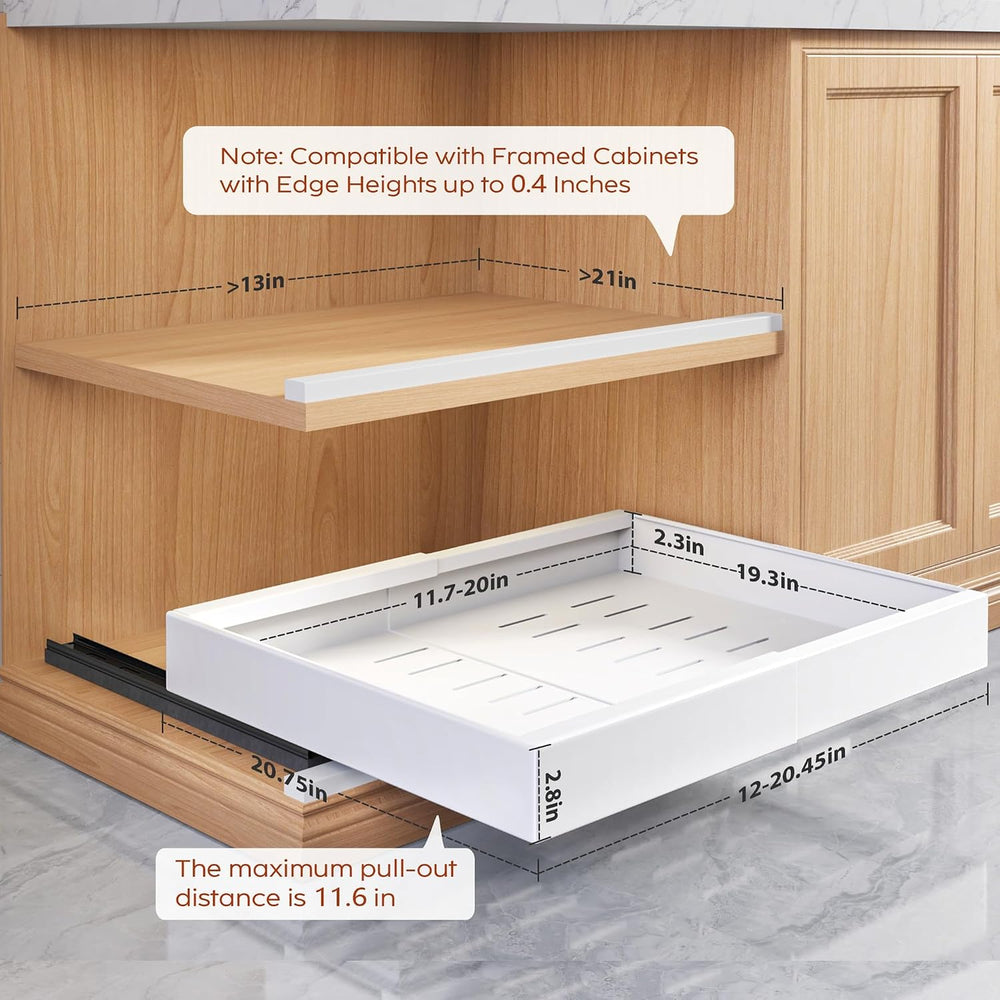 Seinloes 2 Pack Pull Out Cabinet Organizers 21"Deep with Raising Pad for...