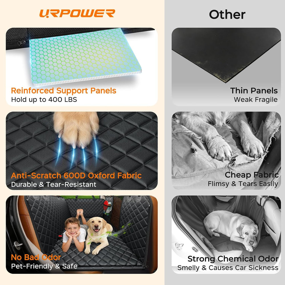 URPOWER Hard Bottom Dog Car Seat Cover for Back Seat, Waterproof Hammock