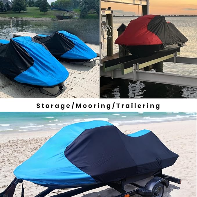 Trailerable Jet Ski Cover, Waterproof Marine Grade 600D Heavy Duty Polyester
