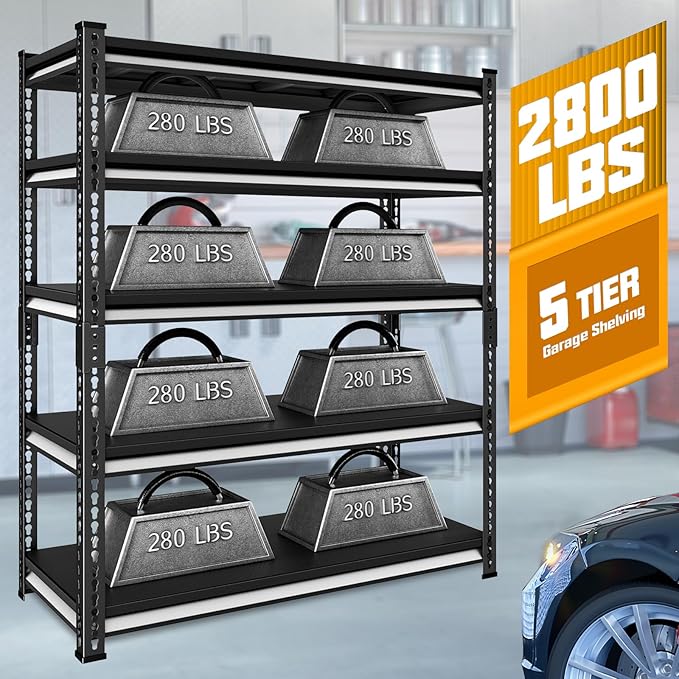 48" W Garage Shelving Heavy Duty, 2800LBS Loads Adjustable Garage Storage