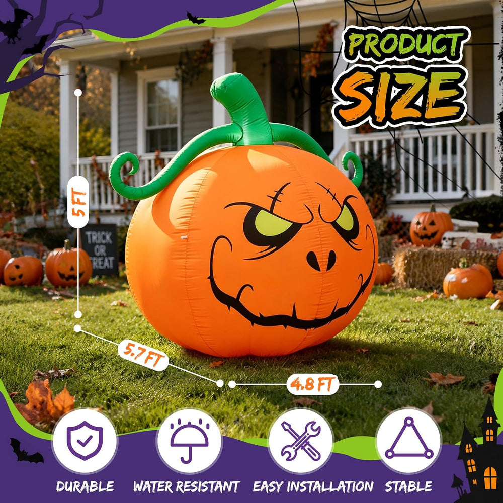 5FT Halloween Inflatables Pumpkin Outdoor Decorations Yard Decor