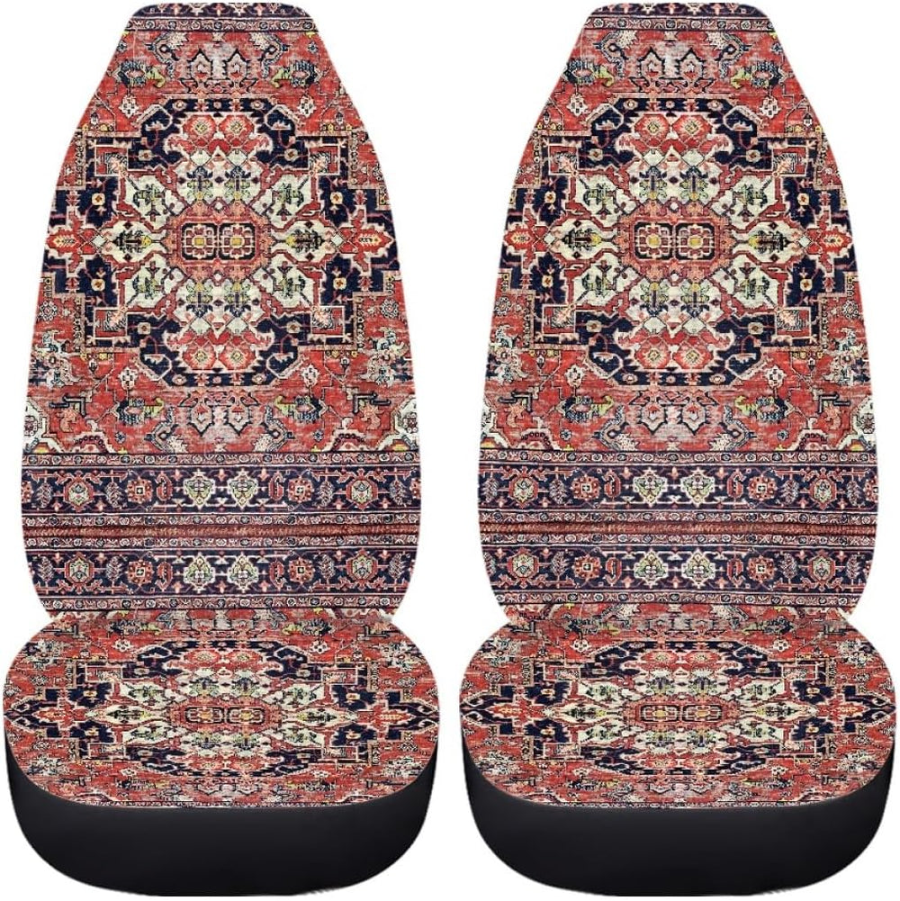Pehede Car Seat Cover Red Vintage Carpet Pattern Front for Cars, Easy to Inst...