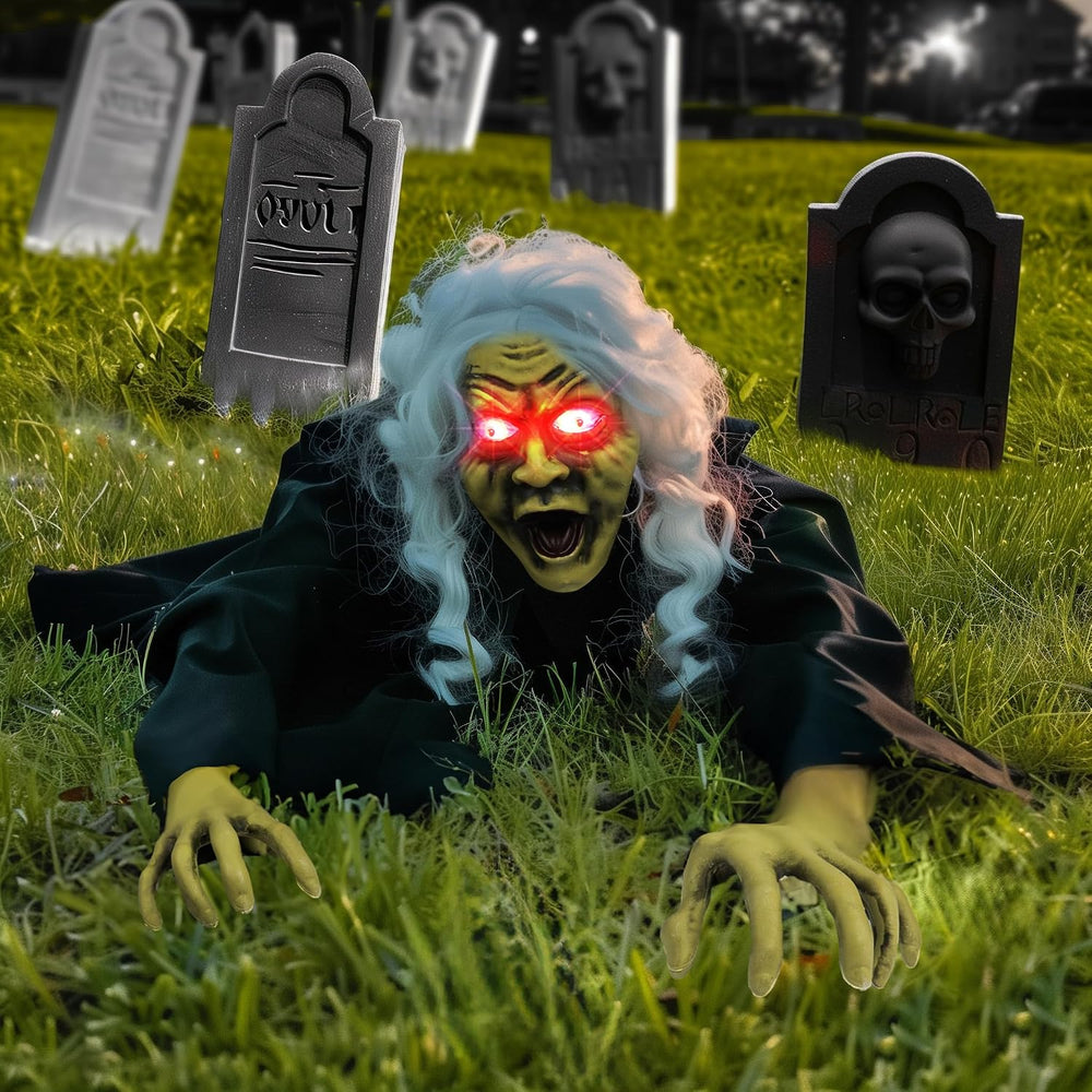 Hourleey Halloween Outdoor Decorations, Animated Zombie Groundbreaker Climbin...