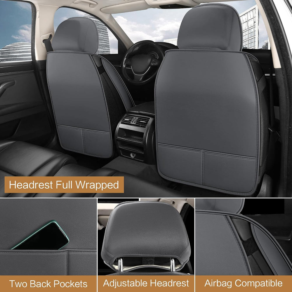 Pariitadin Leather Car Seat Covers Full Set, Waterproof Breathable Faux Leath...