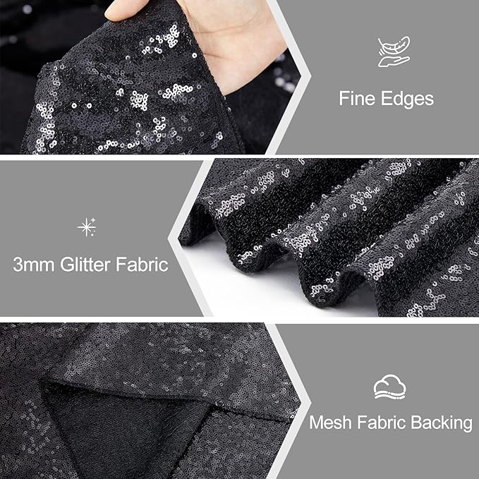 Black Table Runners Sparkly Halloween Table Runner 10 Packs 12x108 Inches Gli...