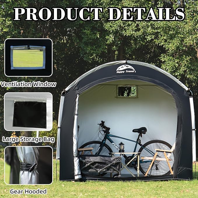 Happy Travel Bike Storage Tent Shed, Outdoor Waterproof Bicycle Covers Shelter