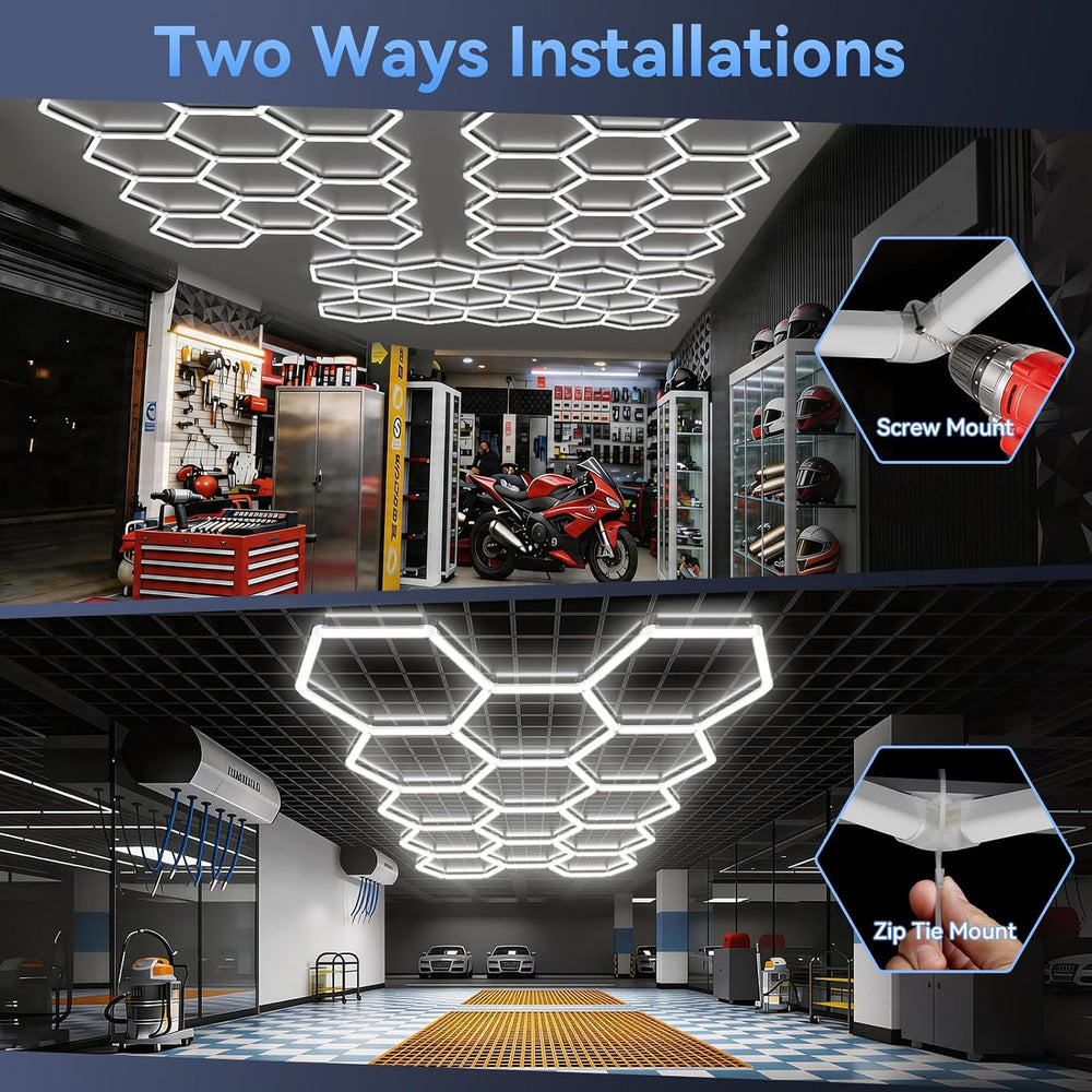 LZHOME Hexagon 5000K LED Garage Lights: 25 Pack Updated 1.31-inch Wider Size,...