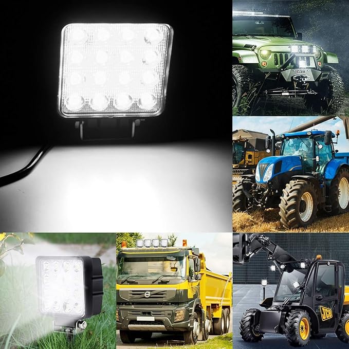 2PACK 48W LED Work Lights 12/24 Volt 5500LMS 4.3INCH Wide Ultra Bright Square