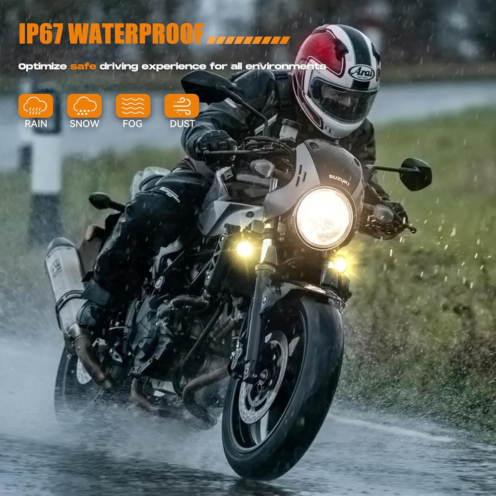 Future Eyes Motorcycle LED Fog Lights, 120W Auxiliary Driving Spotlight, High...