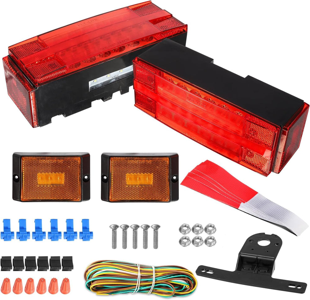 Partsam Low Profile Submersible Led Trailer Tail Light Kit, Rectangle LED Tra...