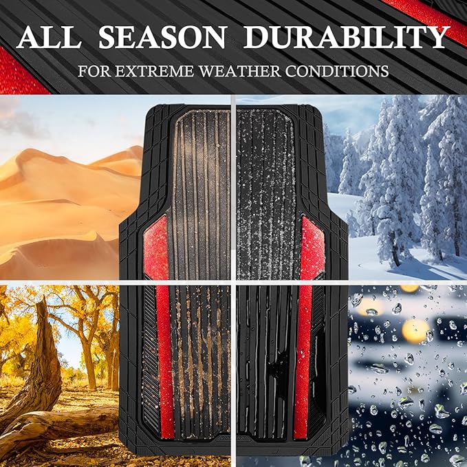 CAR PASS Heavy Duty Rubber Car Mats Metallic, Aluminum Film All Weather Floor...