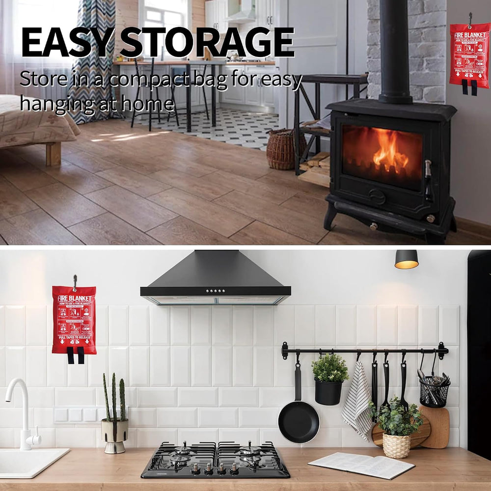 Fire Blanket for Kitchen and Home, 40" x 40", Fiberglass Emergency ...